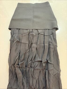Black Tiered Crinkle Maxi Skirt - Zara